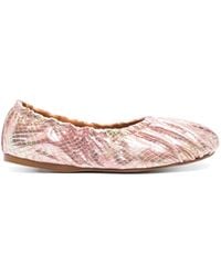 forte_forte - Laminated Snake-Print Ballet Flats - Lyst