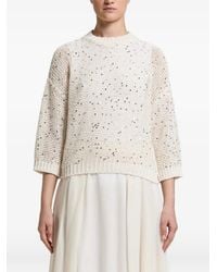 Peserico - Sequin-Embellished Open-Knit Sweater - Lyst