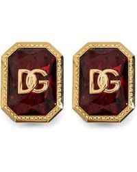 Dolce & Gabbana - Dg Logo Crystal-Embellished Clip-On Earrings - Lyst
