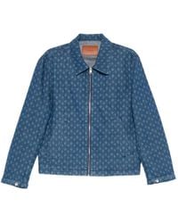 Sandro - Patterned Zip-Front Denim Jacket - Lyst