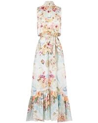 CAMILLA - Robe Longue En Soie À Fleurs - Lyst