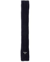 Prada - Triangle-Logo Wool Scarf - Lyst