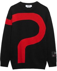 MSGM - Logo Appliqué Patched Sleeve Jumper - Lyst