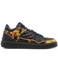 Balmain - B-court Flame-print Leather Sneakers - Lyst