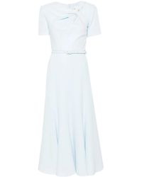 Roland Mouret - Short Sleeve Heavy Cady Belted Midi Dress - Lyst