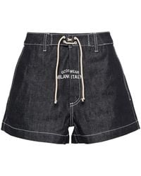 Gcds - Embroidered-Logo Denim Shorts - Lyst