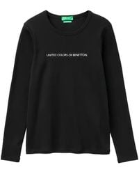Benetton - Logo-Print Long-Sleeve T-Shirt - Lyst