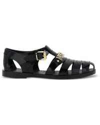 Moschino - Logo-Plaque Sandals - Lyst