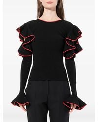 McQueen - Ruffled-Sleeve Sweater - Lyst