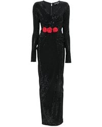 Miron - V-Neck Floral-Detail Maxi Dress - Lyst