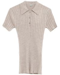 TOTEME - Ribbed-Knit Polo Top - Lyst