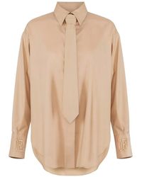 Elisabetta Franchi - Tie-Detail Logo-Embroidery Shirt - Lyst