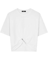 Versace - T-Shirt Raccourci En Jersey De Coton À Ornement - Lyst