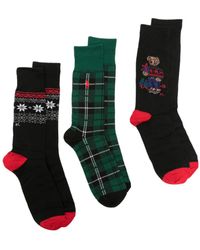 Polo Ralph Lauren - Pack de tres pares de calcetines con varios estampados - Lyst