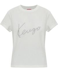KENZO - Signature Logo-Embroidered Cotton T-Shirt - Lyst
