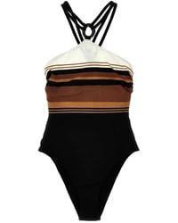 Max Mara - Striped Halter One-Piece Swimsuit - Lyst