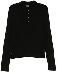TEAM WANG design - Ribbed-Knit Long-Sleeve Polo Shirt - Lyst