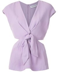 Olympiah Magnolia Front Knot Blouse - Purple