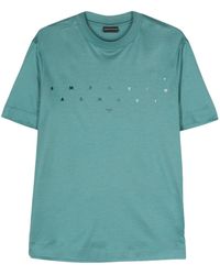 Emporio Armani - Logo-embroidered Lyocell-blend T-shirt - Lyst
