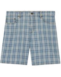 Burberry - Check Denim Shorts - Lyst