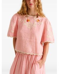 Carolina K - Lela Embroidered Lace-Trim Top - Lyst