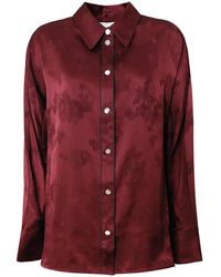 Ganni - Floral-Motif Tie-Waist Shirt - Lyst