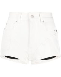 Mugler - White Spiral Denim Shorts - Lyst