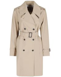 Save The Duck - Double-Breasted Belted Trench Coat - Lyst