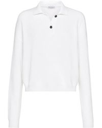 Brunello Cucinelli - Ribbed-Knit Polo-Collar Jumper - Lyst