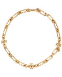 Tory Burch - Logo-plaque Chain-link Necklace - Lyst