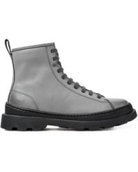 Camper - Brutus+ Distressed-Effect Calfskin Combat Boots With Zip - Lyst