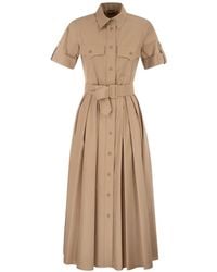 Fay - Flap-Pocket Belted Midi Shirt Dress - Lyst