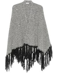 Peserico - Sequin-Embellished Fringed Poncho - Lyst