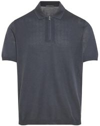 Corneliani - Textured Half-Zip Polo Shirt - Lyst