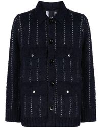 Sacai - Striped Bouclé Shirt Jacket - Lyst