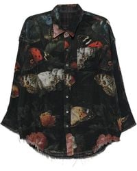 R13 - Reversible Butterfly-Print Frayed Shirt - Lyst