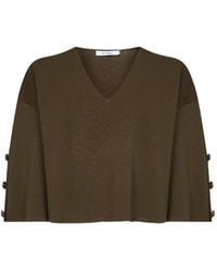 Max Mara - Button-Detail V-Neck Sweater - Lyst