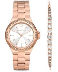 Michael Kors - Lennox Pavé Rose--Tone Watch And Bracelet Gift Set - Lyst