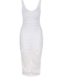 LIZ SKORSIS - Olera Ruched High-Low Midi Dress - Lyst