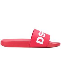DSquared² Claquettes à logo imprimé - Rouge