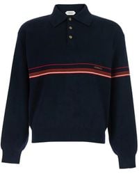 Versace - Stripe-Detail Long-Sleeve Polo Shirt - Lyst