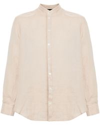 Emporio Armani - Band-collar Linen Shirt - Lyst
