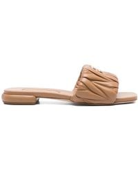 Miu Miu - Logo-Plaque Sandals - Lyst