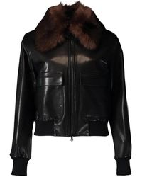 Susan Bender - Shearling-Collar Leather Jacket - Lyst