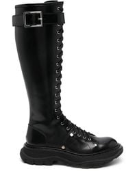 McQueen - Women Tread High Knee Lace Up Boots - Lyst