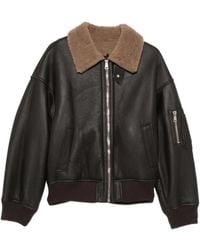 N°21 - Shearling-Collar Leather Jacket - Lyst