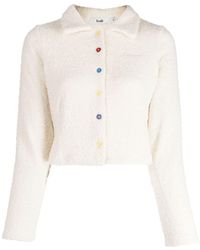 B+ AB - Logo-embroidered Terry-cloth Cropped Cardigan - Lyst