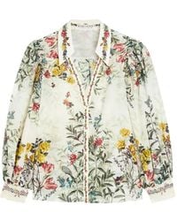 Alice + Olivia - Charis Floral-Print Puff-Sleeve Blouse - Lyst