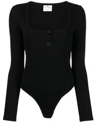 Courreges - Logo-Embroidered Long-Sleeve Henley Bodysuit - Lyst