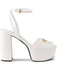 Prada - Nappa Leather Platform Sandals 115 - Lyst